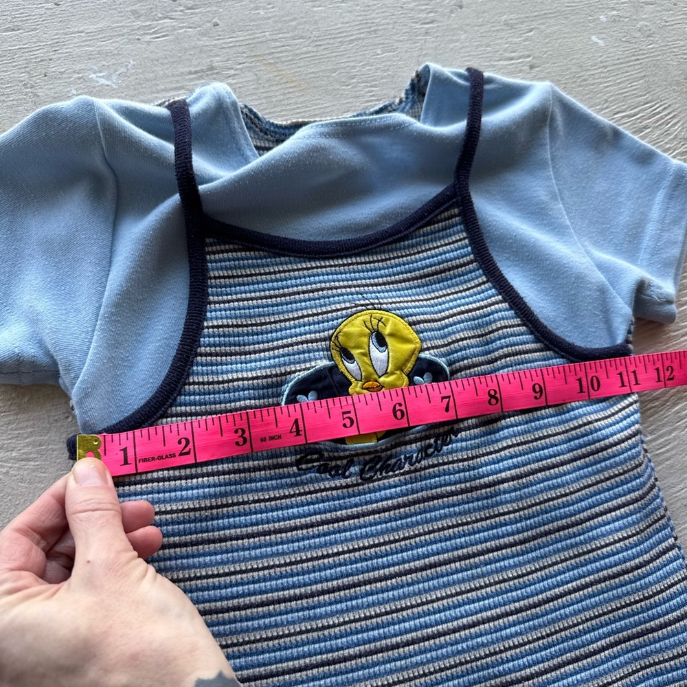 Vintage Blue Tweety Bird Striped Dress - Picture 5 of 5